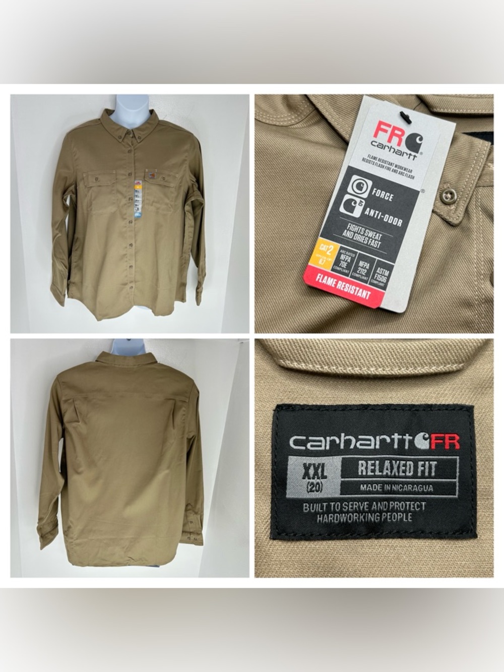 Carhartt NWT FR Button Up Shirt Women’s 2XL Fire Resistant Workwear CAT2 NFPA